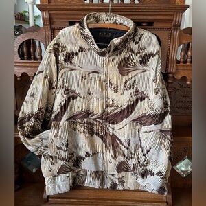 Unisex Vintage 80s Silky Textured Patterned Jacket Size XL